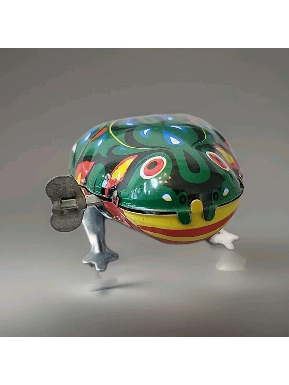 Vintage Tin Litho Hopping Jumping Frog Wind Up Toy M-01 NOS Mint Working